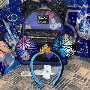 Disney parks loungfly backpack with matching Minnie ears